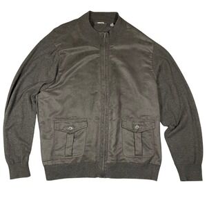 Vintage Claiborne Womens Bomber Jacket Charcoal Gray Full Zip Pockets Size XL